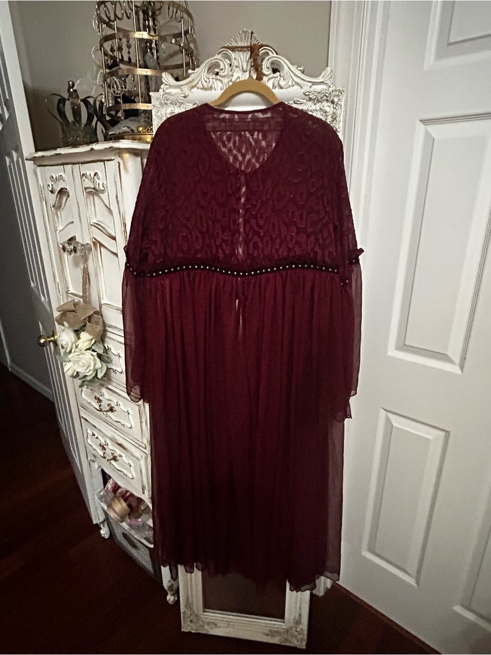 Burgundy studded maxi top or duster nwot xl - Picture 2 of 13